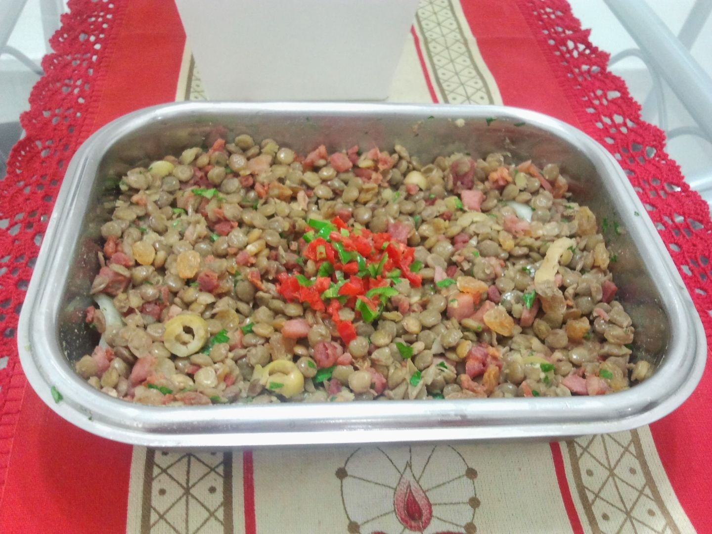 Salada de lentilha com bacon