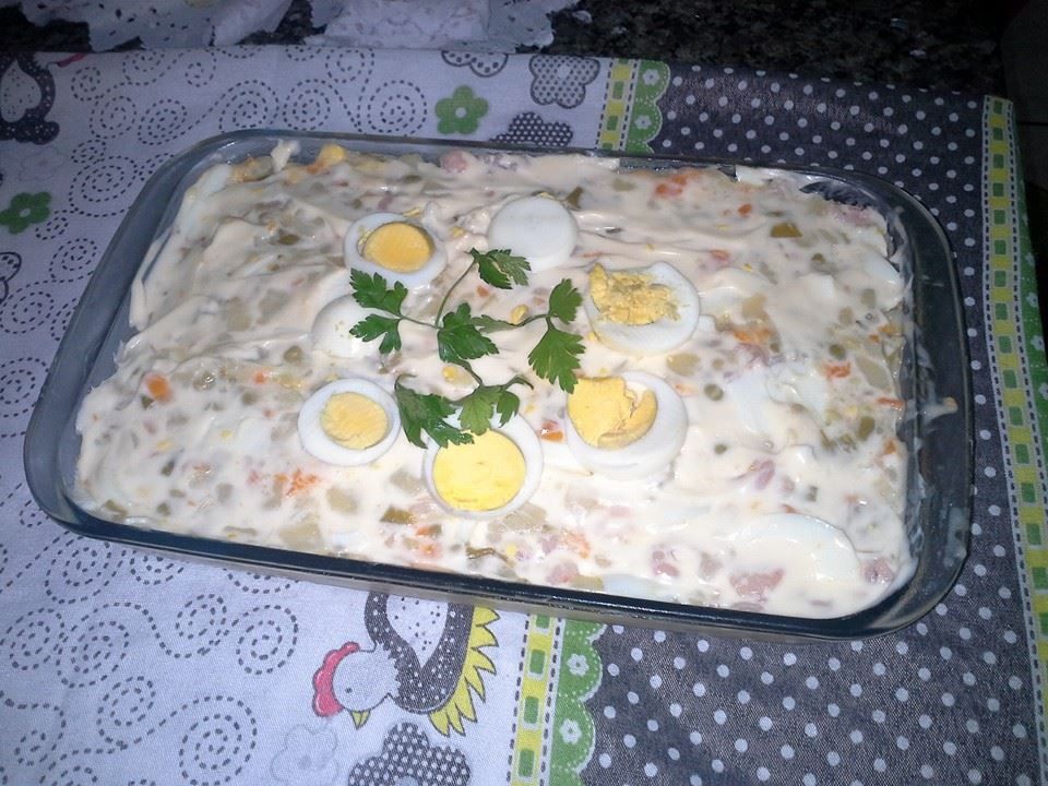 Salada de maionese com camarão