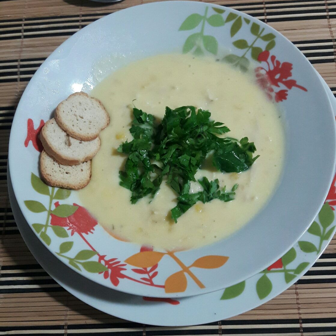 Sopa creme de milho com frango