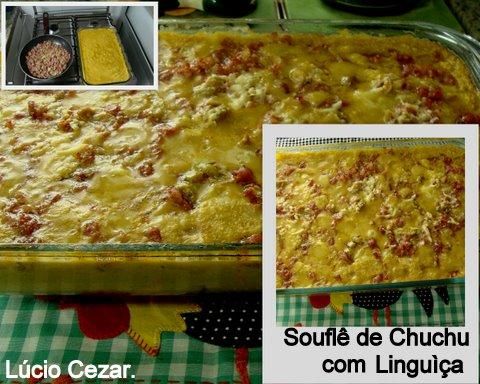 Souflé de chuchu com linguiça