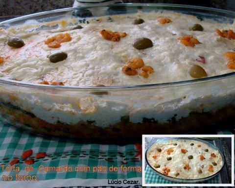 Torta de camarão com pão de forma no forno do Lúcio Cezar