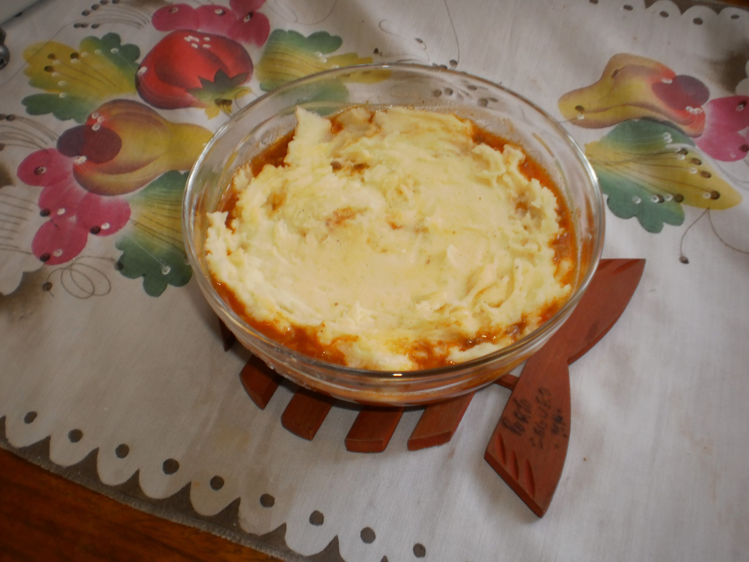 Torta de carne com purê de batata