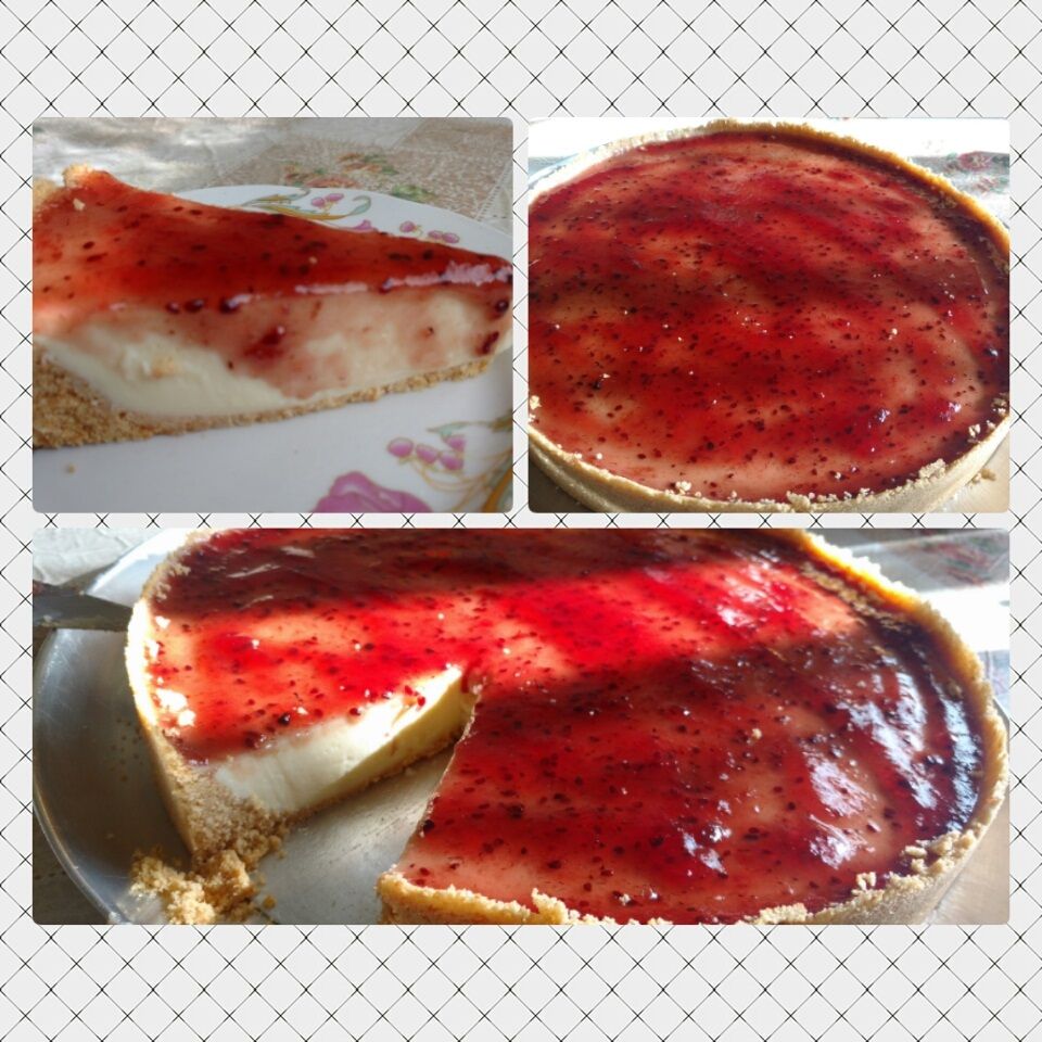 Torta de leite em pó com amora