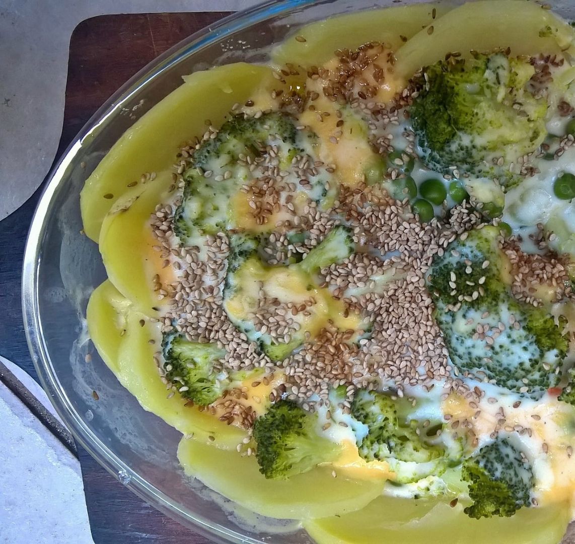 Gratinado de brócolis com batata