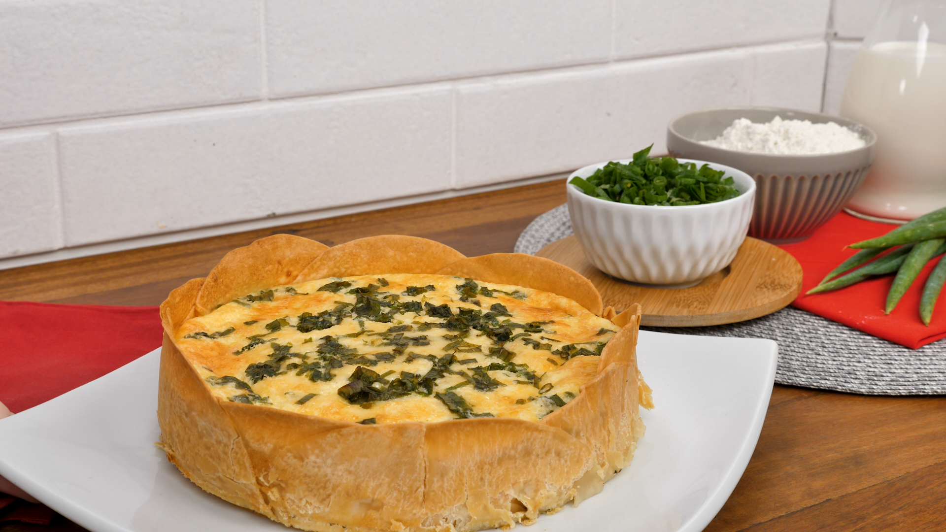 Quiche com massa de pastel