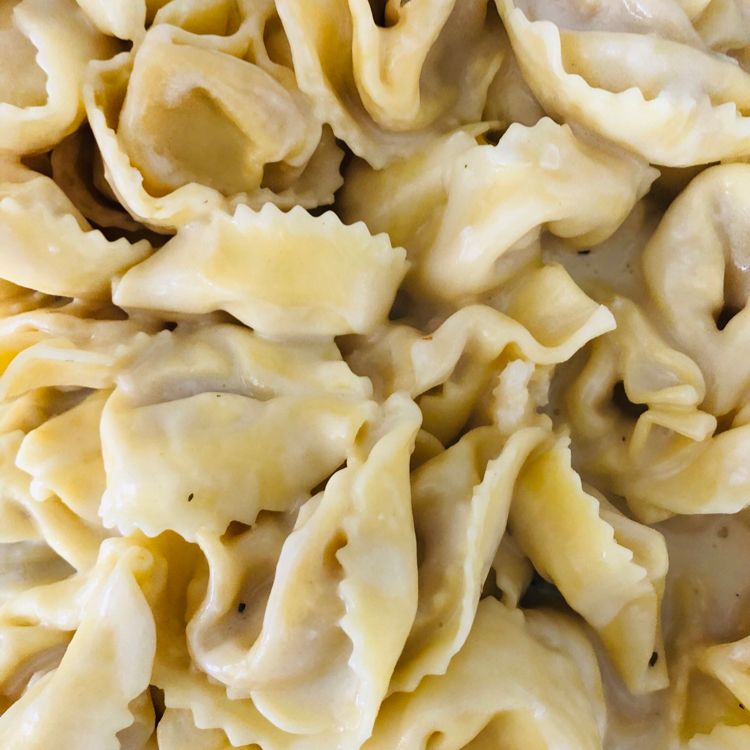 Tortelloni com molho cremoso de alho